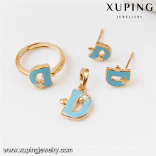 Sistemas de la joyería del oro 64016-Xuping, sistema de la joyería de cobre amarillo de la moda con el oro 18K plateado